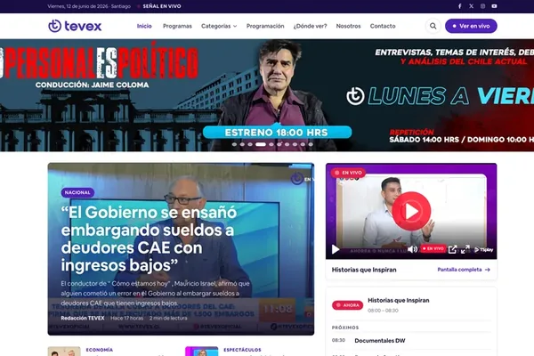 Sitio web tevex.cl