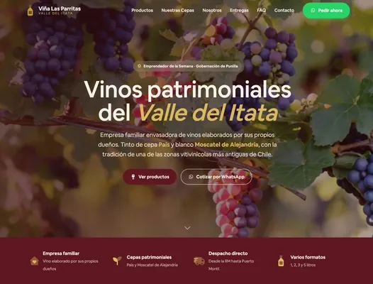 Sitio web vinalasparritas.cl